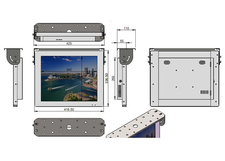 Bus coach advertising display 17inch tv for digital signage draw design size