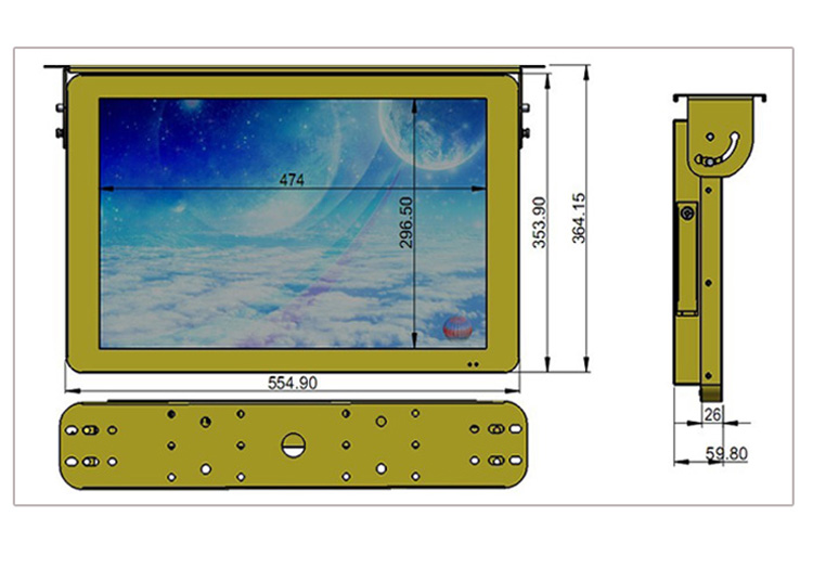 coach vehicle bus lcd advertising player 22inch lcd screen Design Drawing size