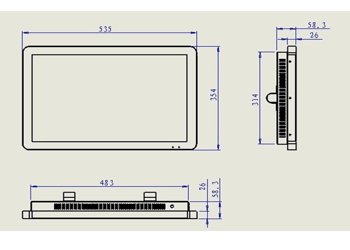 22inch Bus advertising monitor electronic advertising display screen design drawing size