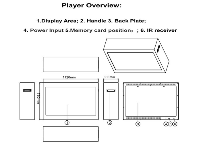 46 inch Transparent LCD Advertising Display show case design drawing size