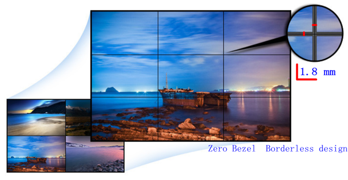Zero Bezel 1.8mm Borderless design lcd video wall monitors LG Panel 700nits