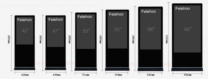 floor stand digital signage totem free stand height and size