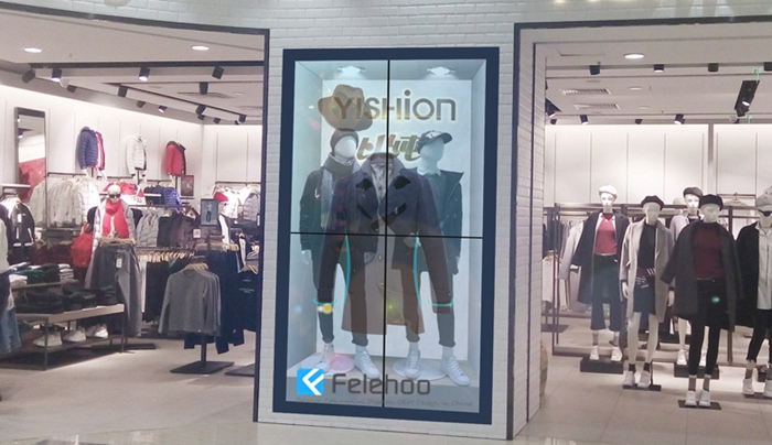 Transparent LCD display showcase lcd video wall for cloth store