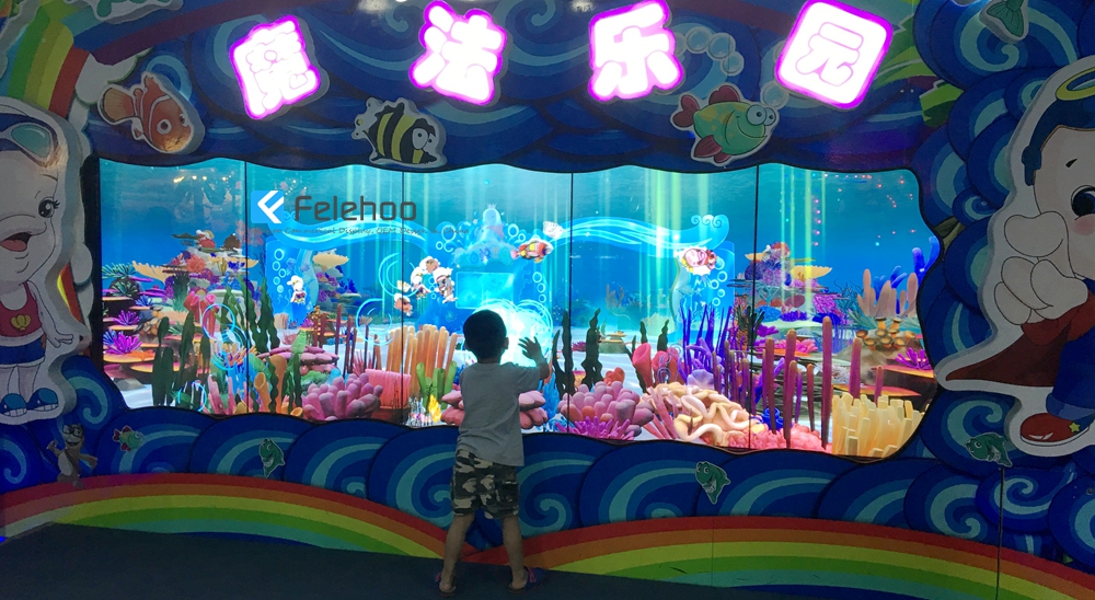 55" 1X5 multi touch screen lcd video wall system for virtual aquarium game