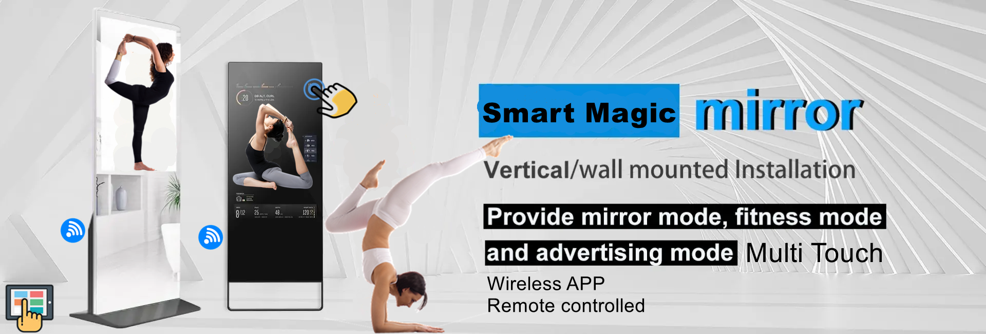 smart magic mirror standing display kiosk touch screen supplier