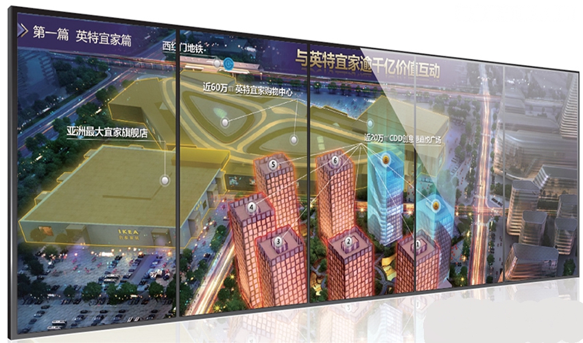 43inch 1x5 Multi-monitors lcd video wall displays 7mm bezel supplier