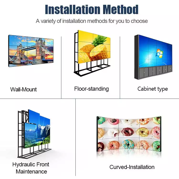 55 inch 3.5mm Narrowest bezel DID LCD video Wall Monitor LG Panel installation brackets