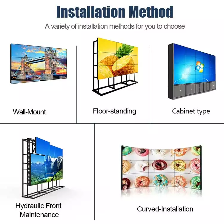 65inch UHD 4K 3.5mm narrow bezel video wall monitor installation brackets